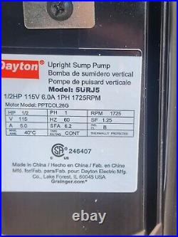 Dayton 5URJ5 Upright Vertical Sump Pump 1/2 HP (r35)
