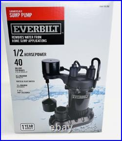 Everbilt 1/2 HP Submersible Sump Pump Aluminum Housing with Vertical Switch, New