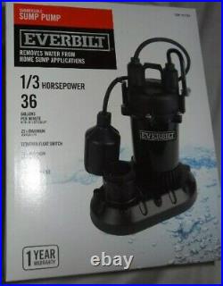Everbilt HDPS33W Submersible Sump Pump with TETHER 1/3 HP, 36 GPM removes water
