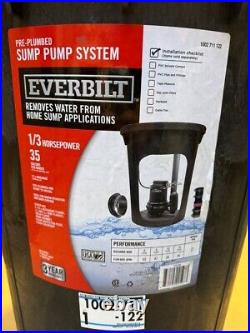 Everbilt Pre Plumbed Sump Pump System Water Plumbing Basement Drainage Pumping