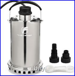 FLUENTPOWER 3/4HP Submersible Sump Pump, 3300GPH Stainless Steel Utility Water P