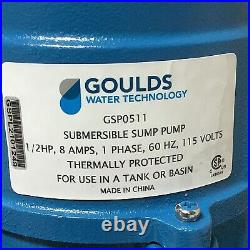 GOULDS WATER TECHNOLOGY GSP0511 Submersible Sump Pump 1/2 HP Cast Iron DAMAGE