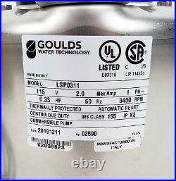 Goulds LSP0311 Submersible Sump Pump Effluent and Sewage 1/3 hp 1PH, New