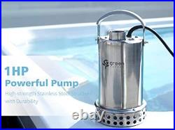 Green Expert 1HP Sump Pump Submersible 4000GPH High Flow for Fast Water Remov