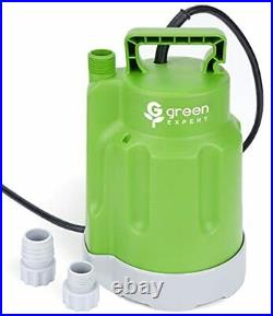 Green Expert 1/4HP Submersible Utility Pump High Flow 1600GPH for Quickly Water