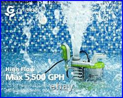 Green Expert 1.5HP Poweful Sump Pump Max 5500GPH High Flow 4-IN-1 Adjustable