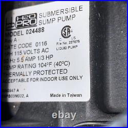 H2O Pro Self-Priming Cast Iron Submersible Sump Pump 1/3 HP 2,400 GPH 1 1/2 Port