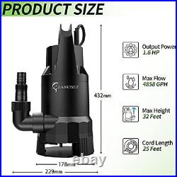 Lanchez 1.6 HP Sump Pump 4858GPH Clean & Dirty Water Transfer Pump with Float