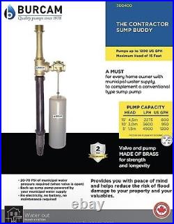 Mcdonald Emergency Water Powered Back Up Pump For Sumps 747h2o Ay. 300400zn