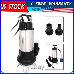 New 6340GPH Sump Pump 1.5HP Industrial Sewage Pump Submersible Water Pump