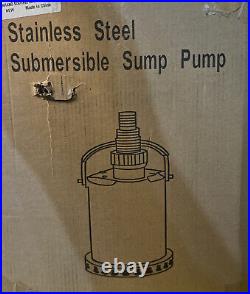 PANRANO 1HP Sump Pump Submersible Water Pump Stainless Steel Utility portable