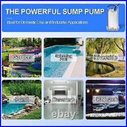 PANRANO 1.2 HP Sump Pump Submersible 4500 GPH Water Pump for Pool Draining, F