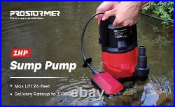 PROSTORMER Submersible 1/2 HP Sump Pump, Clean /Dirty Water Pump 3700GHP