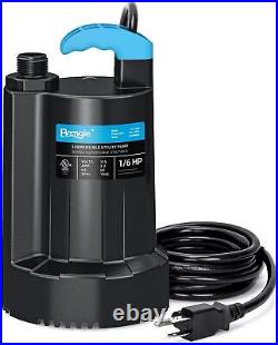 Portable Submersible Utility Water Pump 1/6 HP 1850GPH Thermoplastic Sump Pump