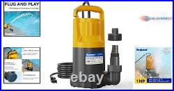 Powerful 1HP Sump Pump 4345GPH Submersible Water Pump Manual Utility Pump