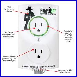 Pumpspy Sump Pump Smart Outlet Wifi High Water Sensor Alert Flooding Protection