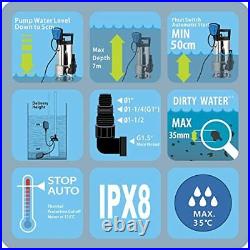Stainless Steel Submersible Pump Drain Clean or Dirty Water for Basement Flood