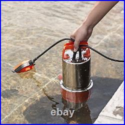 Stainless Steel Sump Pump, 1HP 3700GPH Submersible Clean/Dirty Water