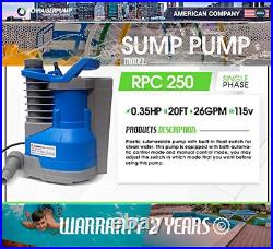 Submersible Clean Water Sump Pump 1/3Hp with Built in Automatic ON/OFF With Adj