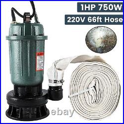 Submersible Sump Pump 1HP 750W Cast Iron Sewage Pump 4000GPH with66ft HOSE 220V