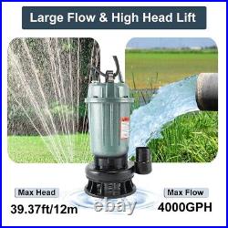 Submersible Sump Pump 1HP 750W Cast Iron Sewage Pump 4000GPH with66ft HOSE 220V