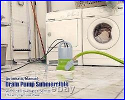 Submersible Sump Pump 1/3HP with Flow Sensor Switch Last-inch Water Draining