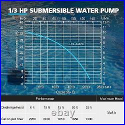 Sump Pump1/3 HP Automatic Submersible with Garden Hose Adapter Portable