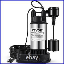 Sump Pump, 1.5 HP 6000 GPH, Submersible Cast Iron and Stainless Steel Water Pump