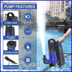 Sump Pump Automatic Submersible Water Pump 1HP 3700GPH Built-in Float Switch