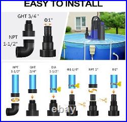 Sump Pump Automatic Submersible Water Pump 1HP 3700GPH Built-in Float Switch