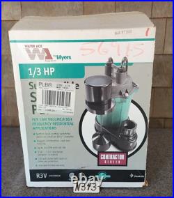Sump Pump Myers Water Ace Submersible 1/3 HP Vertical Lever 30 GPM 10 Lift
