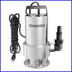 Sump Pump Submersible 1.6HP Dirty/Clean Water Removal Pump, Full Stainless St