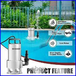 Sump Pump Submersible 1.6HP Dirty/Clean Water Removal Pump, Full Stainless St