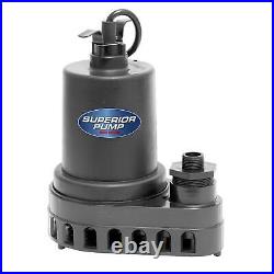 Superior Pump 91570 1/2 HP Thermoplastic Submersible Utility Pump with 10-Foot
