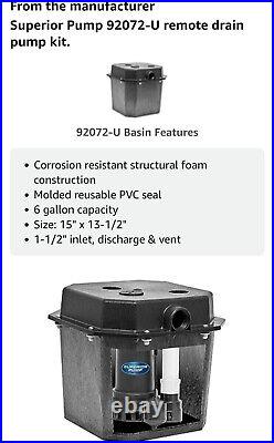 Superior Pump 92072-U 1/3 HP Remote Sink/Drain Pump System with Vertical Float