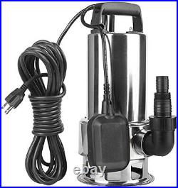 TOPWAY 1.5HP 4250GPH Stainless Steel Water Sump Pump Clean/Dirty Submersible