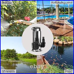 TOPWAY 1.5HP Stainless steel Submersible Clean/Dirty Water Sump Pump Garden Pond
