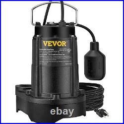 VEVOR Submersible Sewage Pump Water Pump 1/2HP 3960GPH Cast Iron with Float