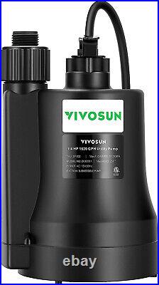 VIVOSUN Submersible Water Pump 1/4HP 1620GPH Thermoplastic Sump Pump with10ft Cord