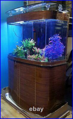 WARRANTY INCLUDED! 130 gallon GLASS bow front aquarium fish tank set SUMP + PUMP