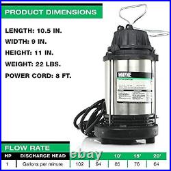 WAYNE 1HP Submersible Sump Pump with Integrated Vertical Float Switch 6100 GPH