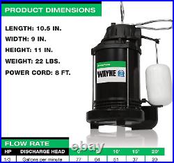 WAYNE CDU790 1/3 HP Submersible Cast Iron and Stainless Steel Sump Pump with I