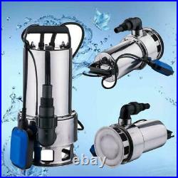 Water Submersible Pump 1.5HP Stainless Steel Silver Clear Dirty Pool Pond Drain