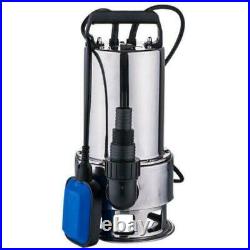 Water Submersible Stainless Steel Silver Clear Dirty Pool Pond Drain Pump 1.5HP