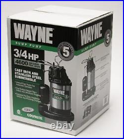 Wayne 58321-WYN3 CDU980E 3/4 HP Submersible Cast Iron and Stainless Steel Pump