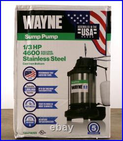 Wayne CDU790SS 1/3 HP 4600 GPH Stainless Steel Submersible Sump Pump 14x10 in A1