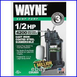 Wayne Water System 1/2 per hp 10/4/2022 115V Cast-Iron Submersible Sump Pump